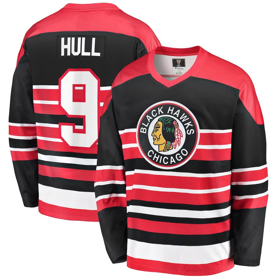 Men Chicago Blackhawks #9 Bobby Hull Fanatics Branded Red Premier Breakaway Retired Player NHL Jersey